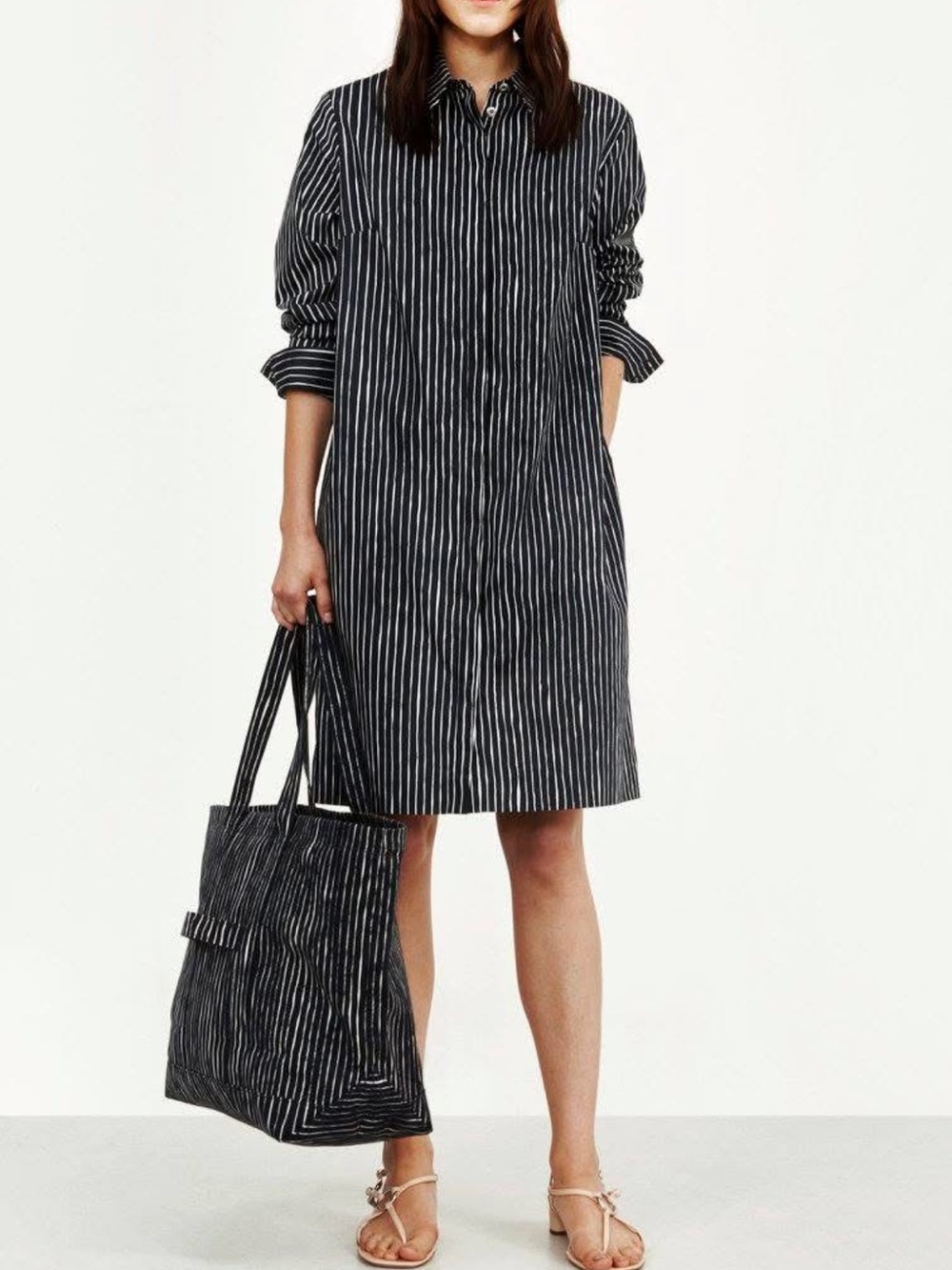 Marimekko Navy Blue Striped Kassandra Shirt Dress Size 34 US Size 4
